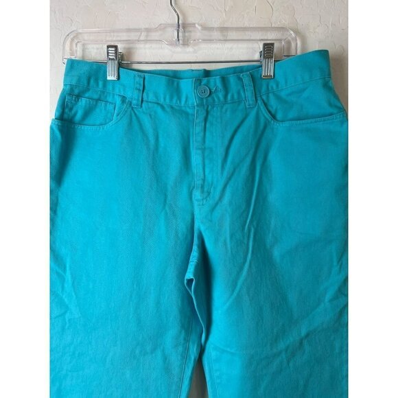 Chaps by Ralph Lauren Sz 8 Turquoise Jean Crop Pants Cotton Cropped - Picture 2 of 5